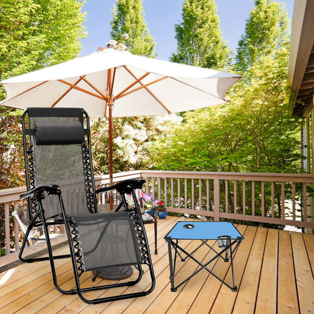 Portable Folding Camping Table with Cup Holders & Carry Bag