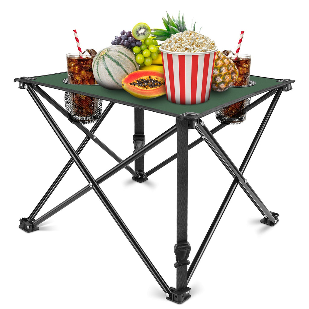 Portable Folding Camping Table with Cup Holders & Carry Bag