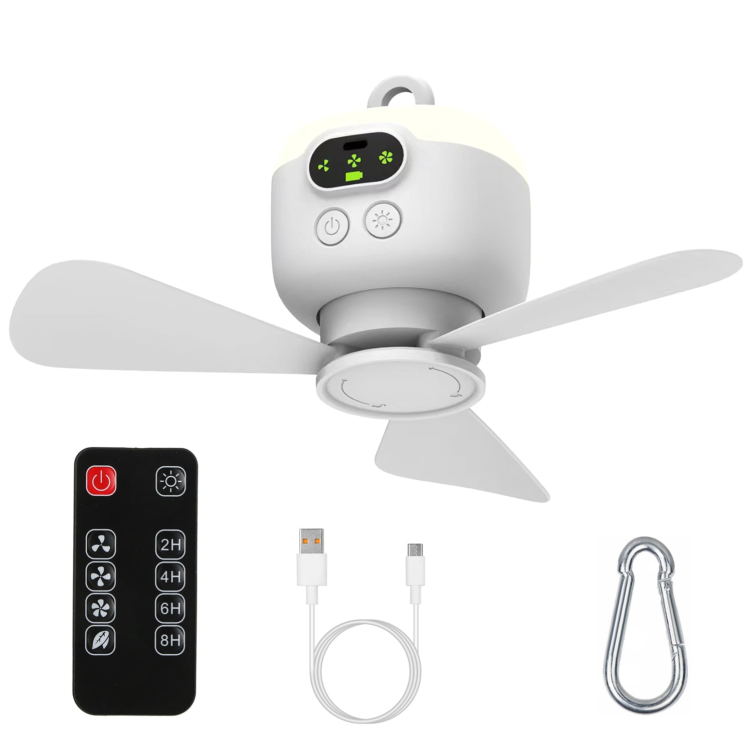 2 In 1 Portable Camping Fan with LED Lantern