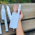 Malika Ultimate Kitchen Knife Set: Premium Black & white Collection with Custom Leather Carrying Case -0205