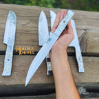 Malika Ultimate Kitchen Knife Set: Premium Black & white Collection with Custom Leather Carrying Case -0205