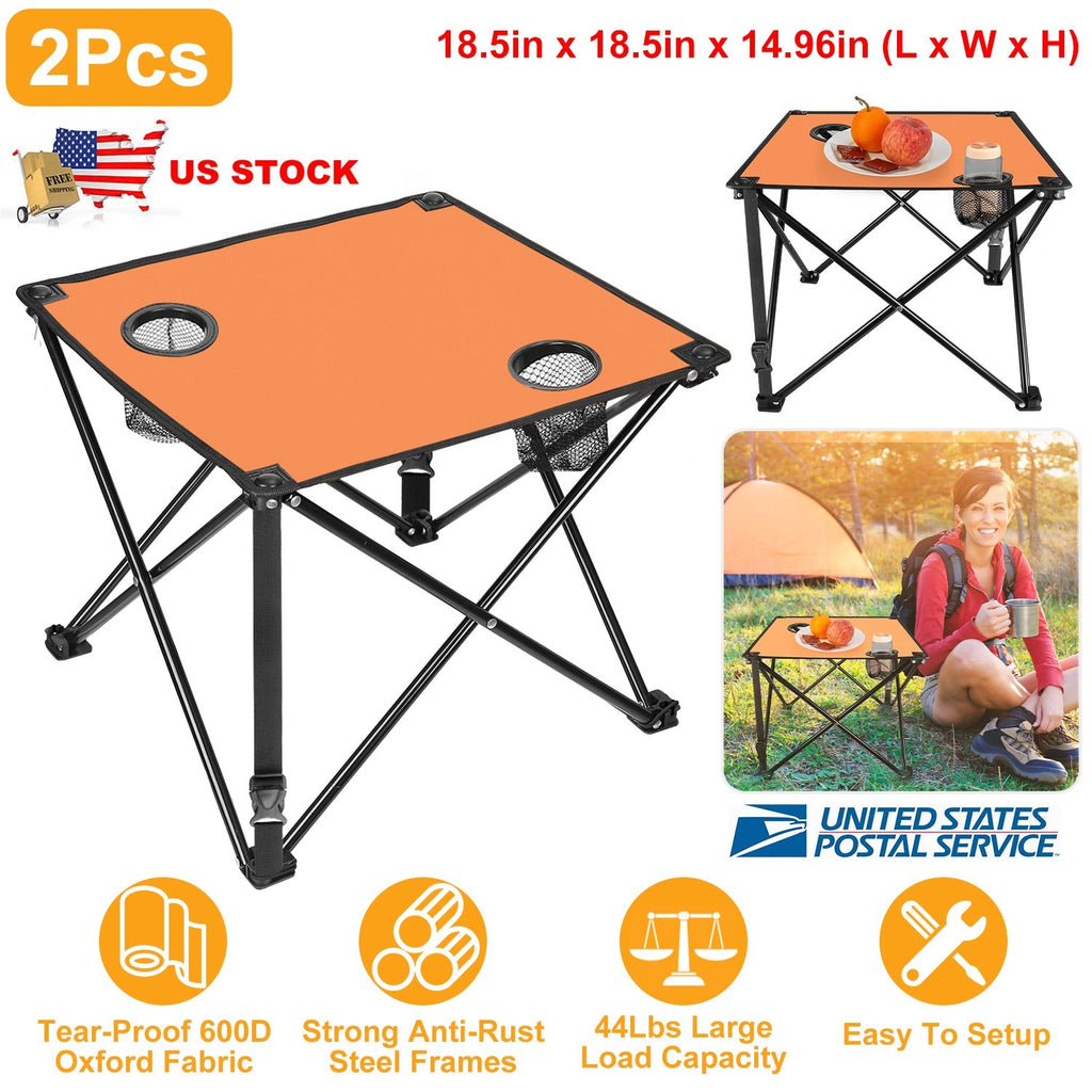 Portable Folding Camping Table with Cup Holders & Carry Bag
