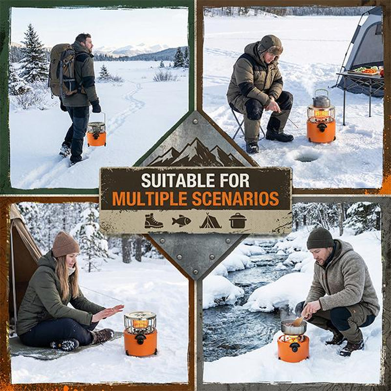 2-In-1 Portable Propane Heater & Camping Stove, 9000 BTU Outdoor Portable Heater, Adjustable Flames and Vents, Propane Stove for Patio, Ice Fishing, Backpacking, Hunting, Survival, Winter Storm Emergency Power Outage Heater