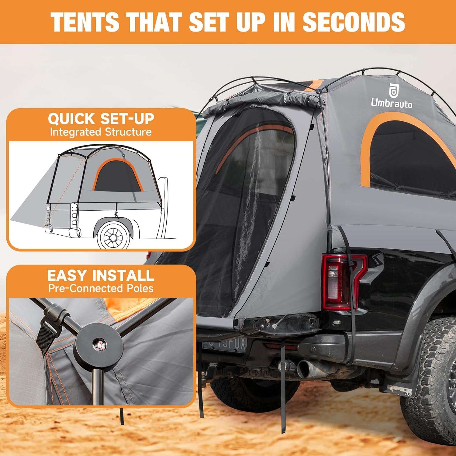Umbrauto 6.4-6.7FT Truck Bed Tent for 2 Person