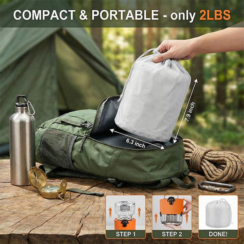 2-In-1 Portable Propane Heater & Camping Stove, 9000 BTU Outdoor Portable Heater, Adjustable Flames and Vents, Propane Stove for Patio, Ice Fishing, Backpacking, Hunting, Survival, Winter Storm Emergency Power Outage Heater