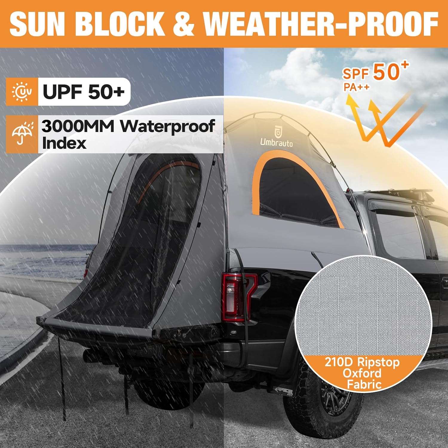 Umbrauto 6.4-6.7FT Truck Bed Tent for 2 Person