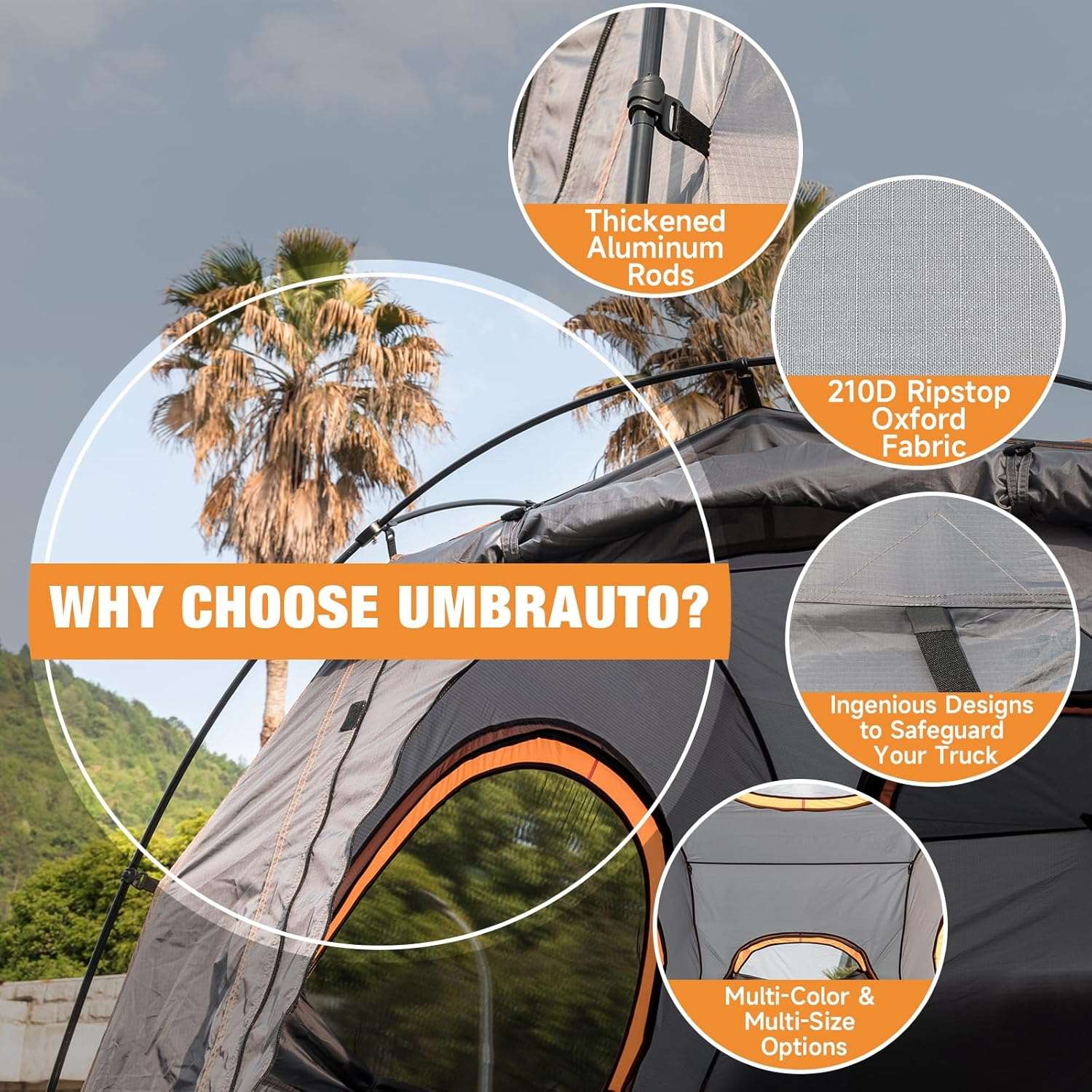 Umbrauto 6.4-6.7FT Truck Bed Tent for 2 Person