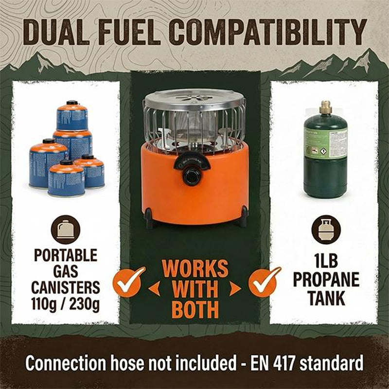 2-In-1 Portable Propane Heater & Camping Stove, 9000 BTU Outdoor Portable Heater, Adjustable Flames and Vents, Propane Stove for Patio, Ice Fishing, Backpacking, Hunting, Survival, Winter Storm Emergency Power Outage Heater