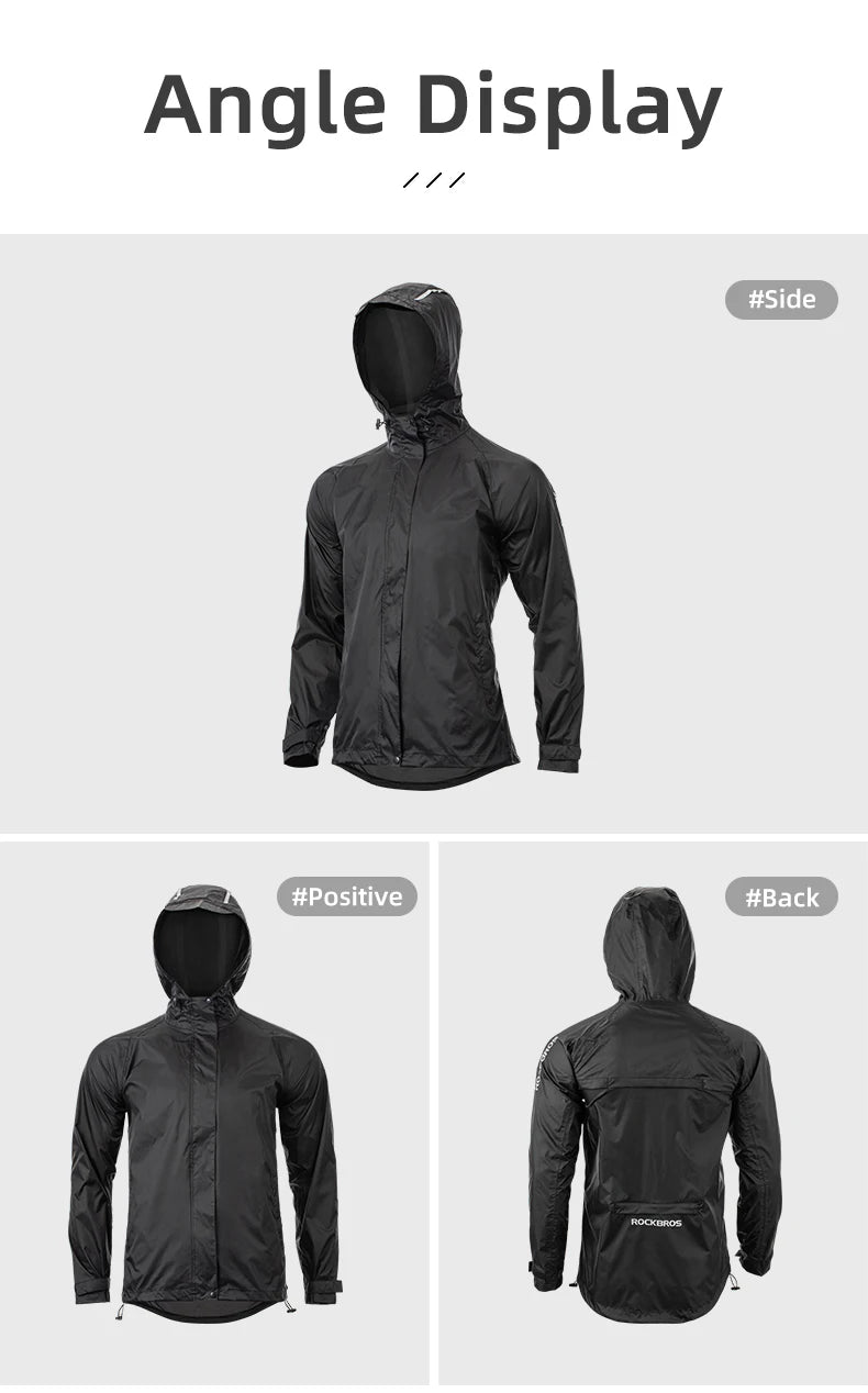 ROCKBROS Cycling Raincoat Outdoor Rain Jacket Men Breathable Reflective Hooded Raincoat Waterproof Windbreaker European Size