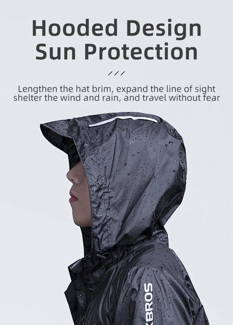 ROCKBROS Cycling Raincoat Outdoor Rain Jacket Men Breathable Reflective Hooded Raincoat Waterproof Windbreaker European Size