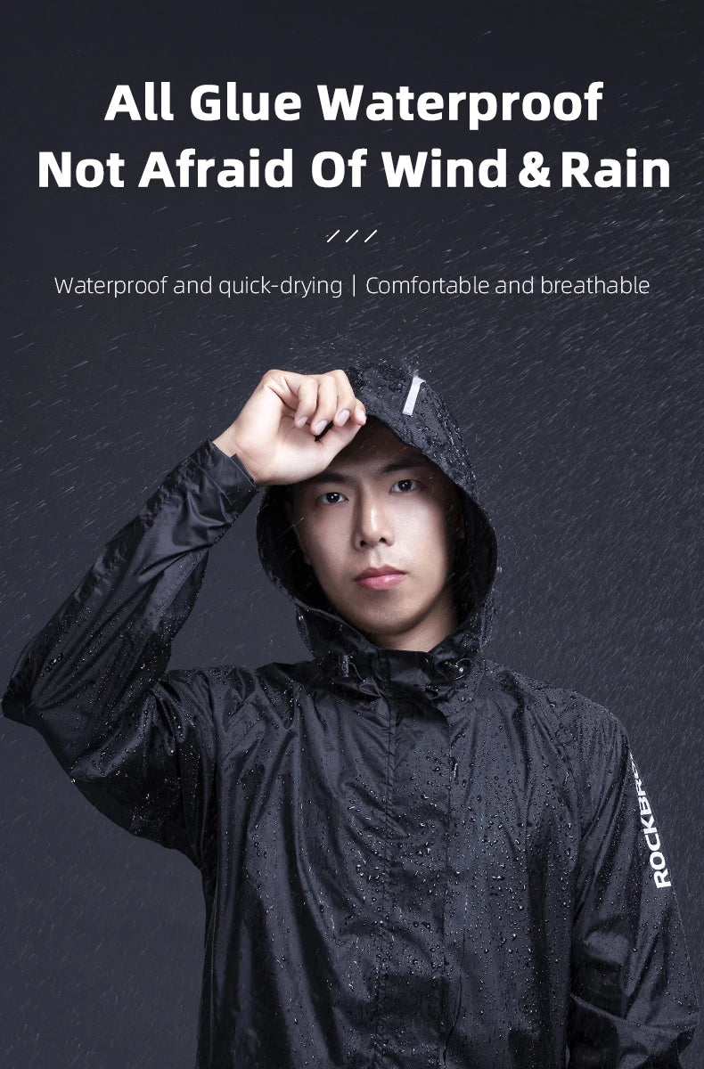 ROCKBROS Cycling Raincoat Outdoor Rain Jacket Men Breathable Reflective Hooded Raincoat Waterproof Windbreaker European Size