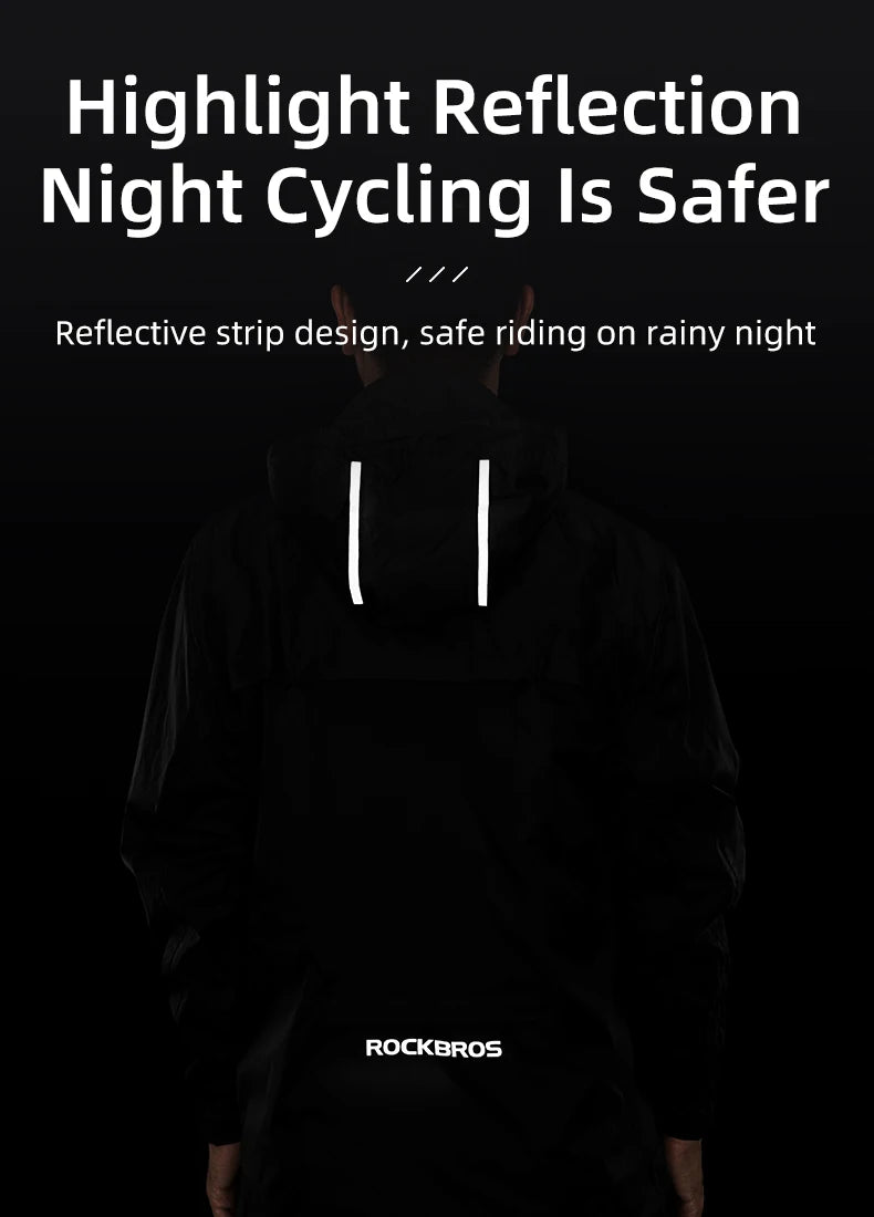 ROCKBROS Cycling Raincoat Outdoor Rain Jacket Men Breathable Reflective Hooded Raincoat Waterproof Windbreaker European Size