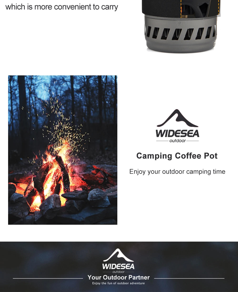 Widesea Camping Cooking System with Heat Exchanger Outdoor Gas Stove Burner Tourist Coffee Pot Cup