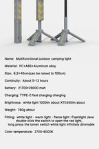 Folding Camping Light Portable Telescopic Lanterns USB Rechargeable 8000mAh Outdoor Waterproof Power Bank Lamp With Triangle Sta