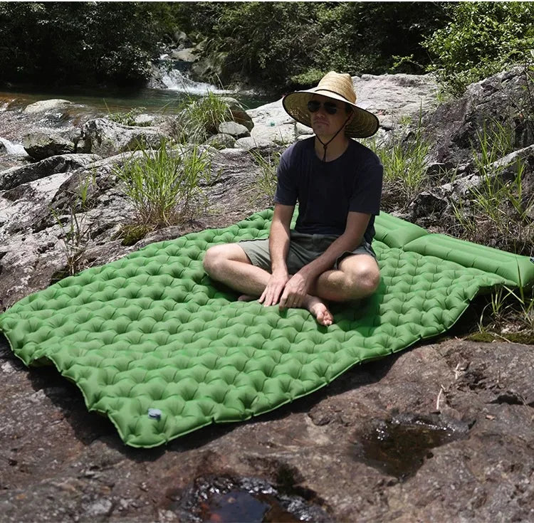 Outdoor Camping Double Inflatable Mattress Extra Wide Sleeping Pad Ultralight