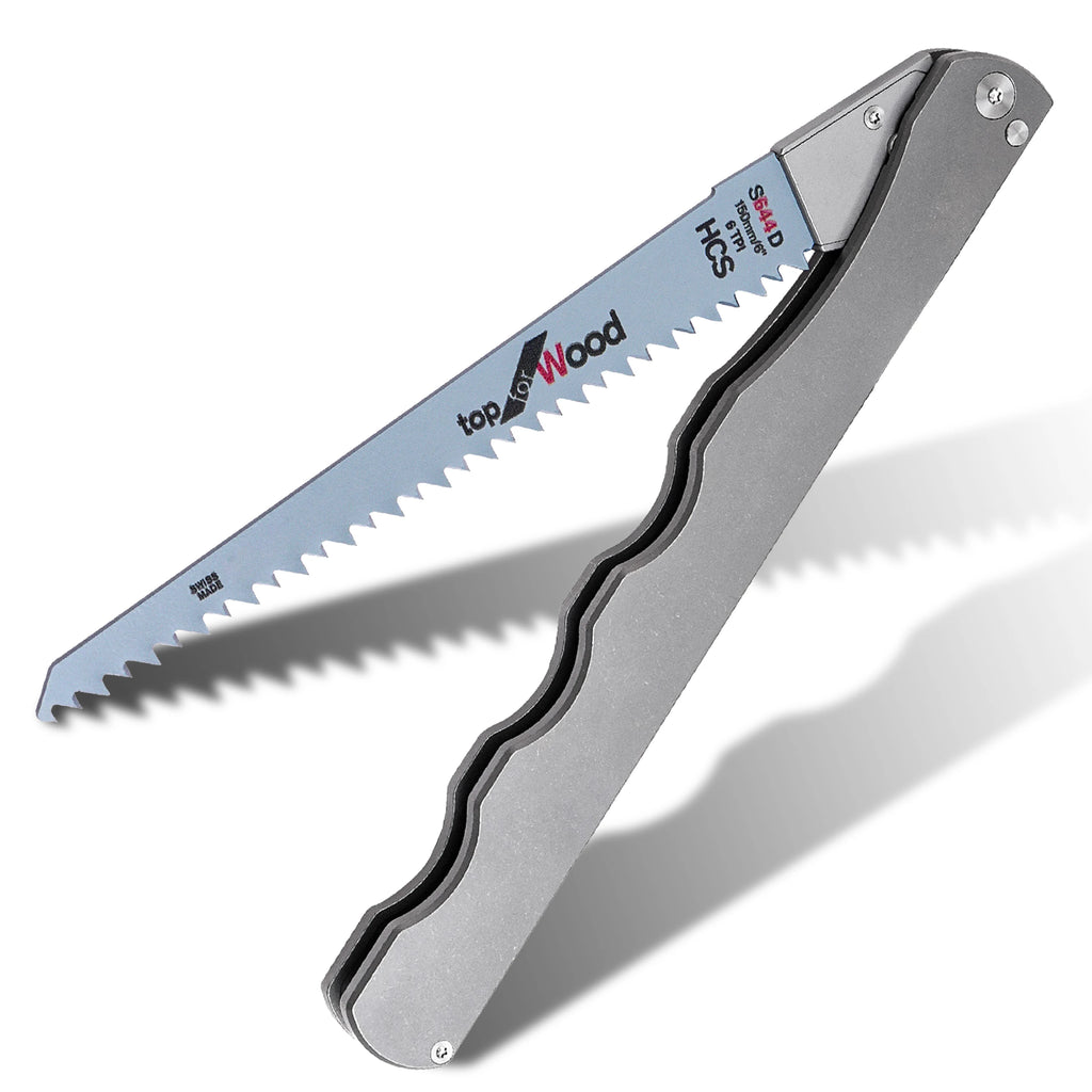 Safety Lock Folding Pocket Saw,6.8" Titanium Handle,High Carbon Steel Blade