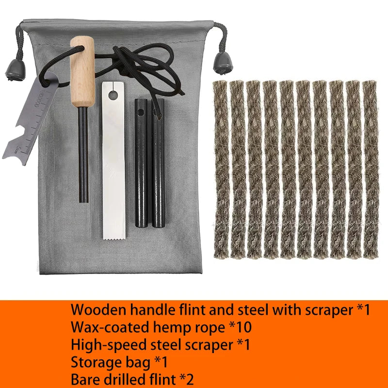 Outdoor Camping Flint Magnesium Rod Set Waterproof with White Steel Scraper Gnition Flint Rod EDC Survival Fire Starting Tool