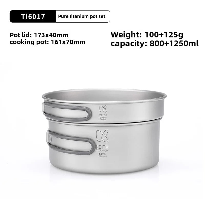 KEITH Pure Titanium 2-Piece Cookware Set (800ml+1250ml),