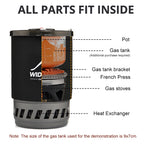 Widesea Camping Cooking System with Heat Exchanger Outdoor Gas Stove Burner Tourist Coffee Pot Cup