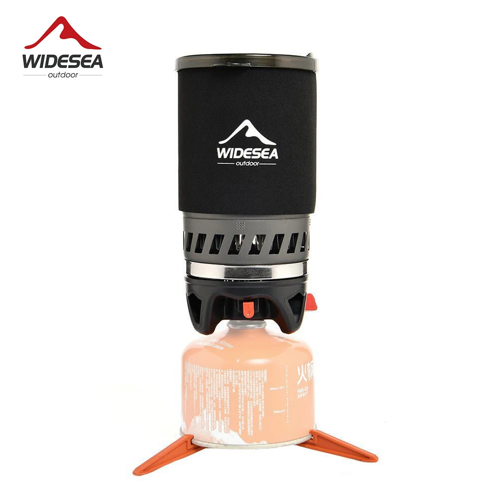 Widesea Camping Cooking System with Heat Exchanger Outdoor Gas Stove Burner Tourist Coffee Pot Cup