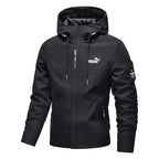 New Men's Fashion Printed Hooded Windbreaker Outdoor Sports Hiking Zipper Jacket Casual Long Sleeve Outerwear