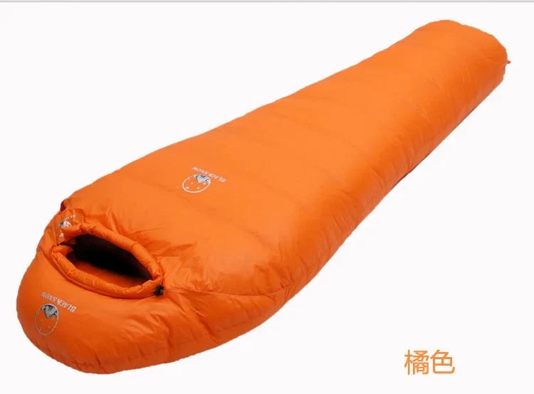 Black Snow Camping Goose Down Sleeping Bag Warm Down Filled Adult Mummy Style Sleep Bag 4 Seasons Camping Travel Sleeping Bag