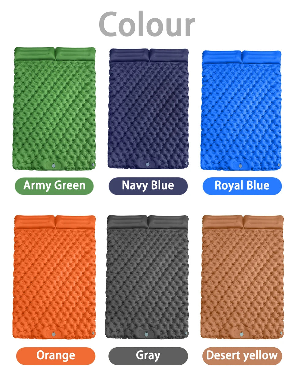 Outdoor Camping Double Inflatable Mattress Extra Wide Sleeping Pad Ultralight