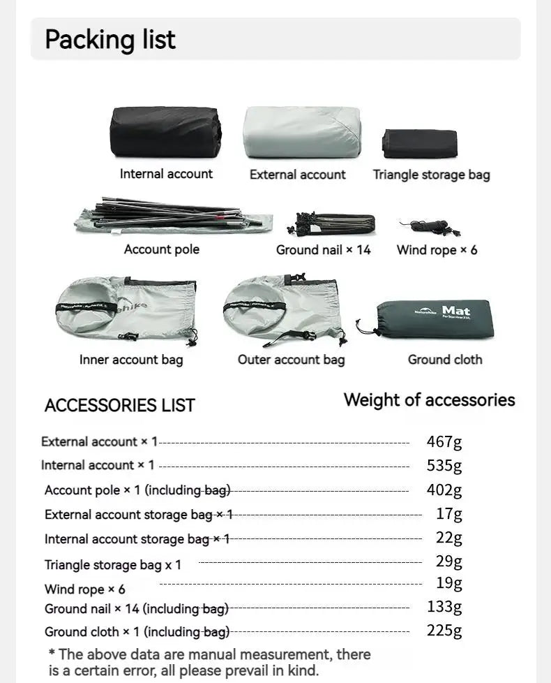 Naturehike Star River UL Camping Tent 3 Seasons Tent Ultralight Portable 2 Person 15D Silicone Outdoor Hiking Tents With Mat