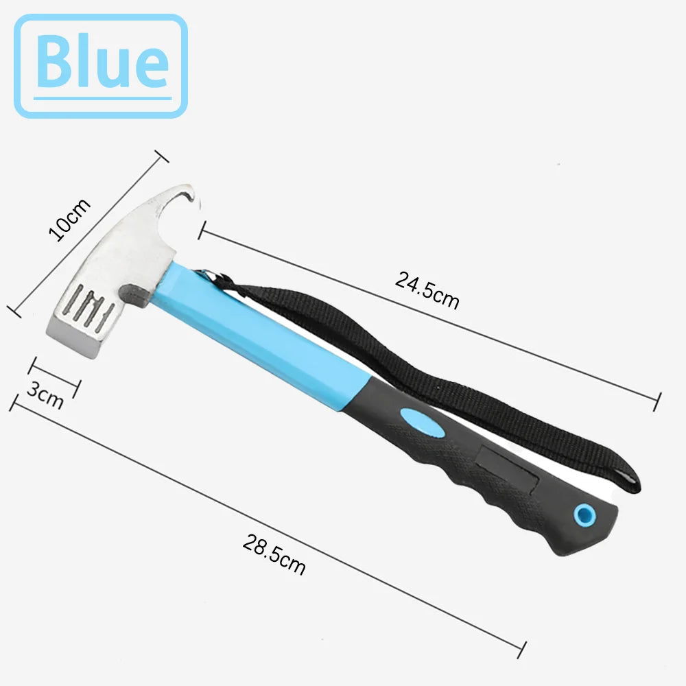 Portable Carbon Steel Camping Tent Hammer Multifunction Tool - Peg Stake Puller Mallet
