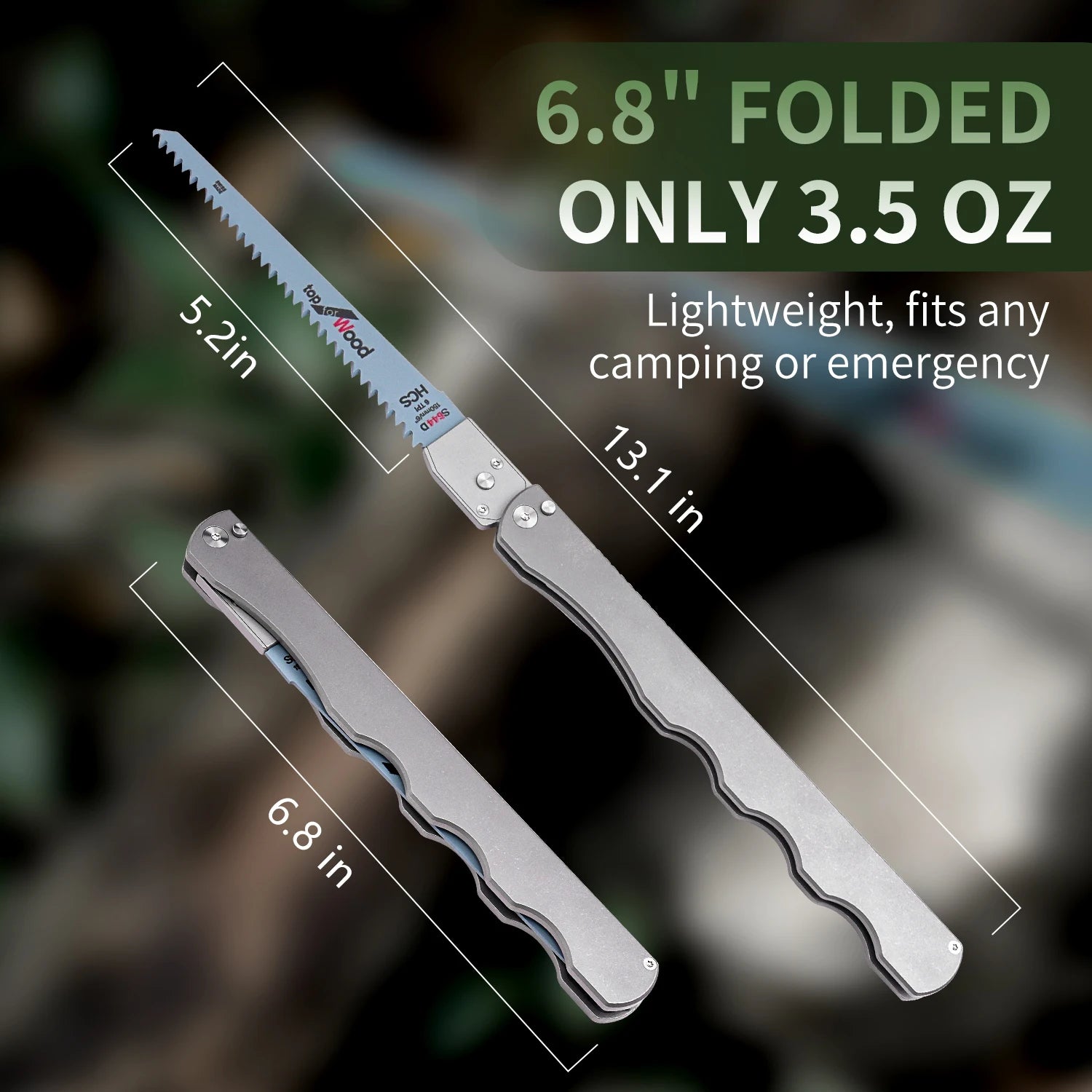 Safety Lock Folding Pocket Saw,6.8" Titanium Handle,High Carbon Steel Blade