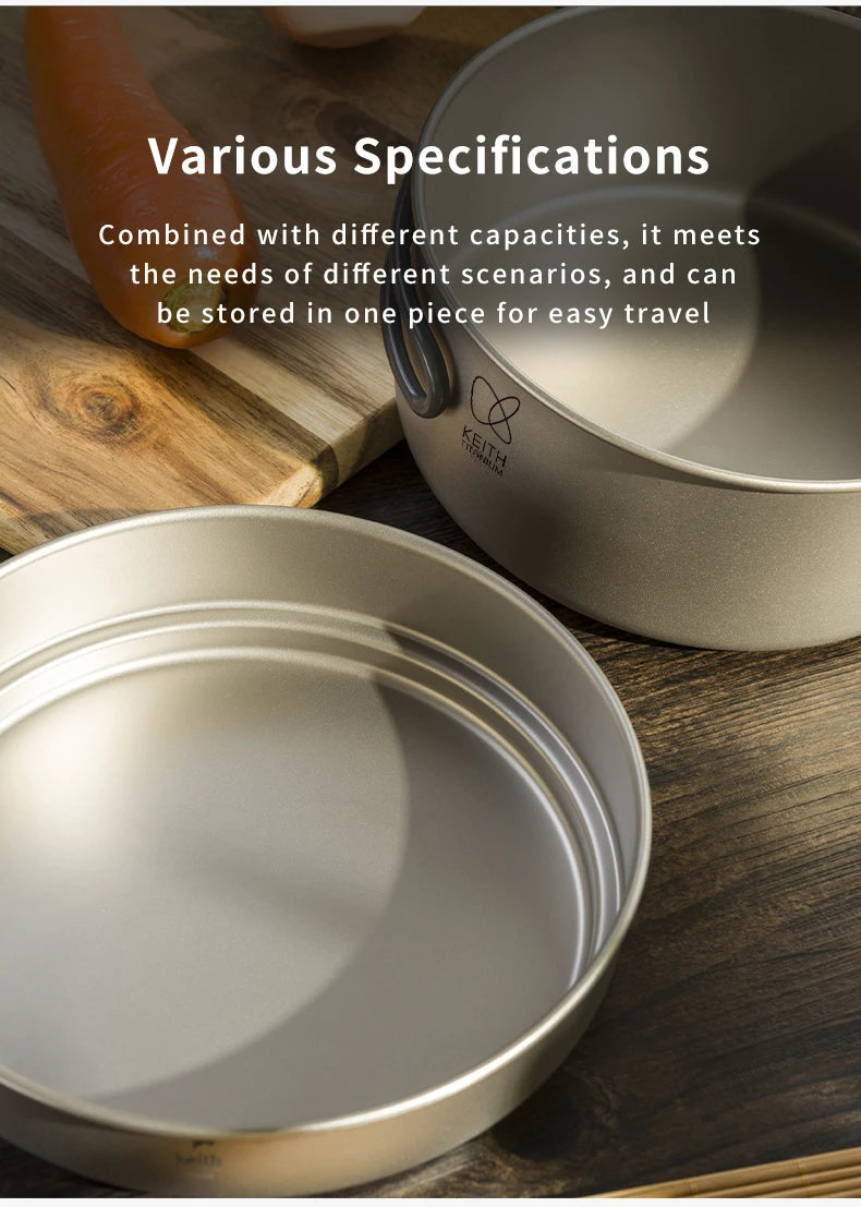 KEITH Pure Titanium 2-Piece Cookware Set (800ml+1250ml),