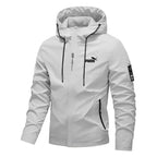 New Men's Fashion Printed Hooded Windbreaker Outdoor Sports Hiking Zipper Jacket Casual Long Sleeve Outerwear