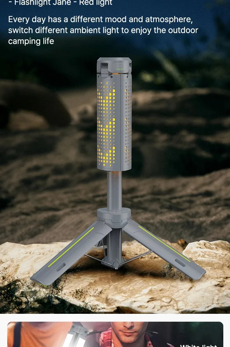 Folding Camping Light Portable Telescopic Lanterns USB Rechargeable 8000mAh Outdoor Waterproof Power Bank Lamp With Triangle Sta