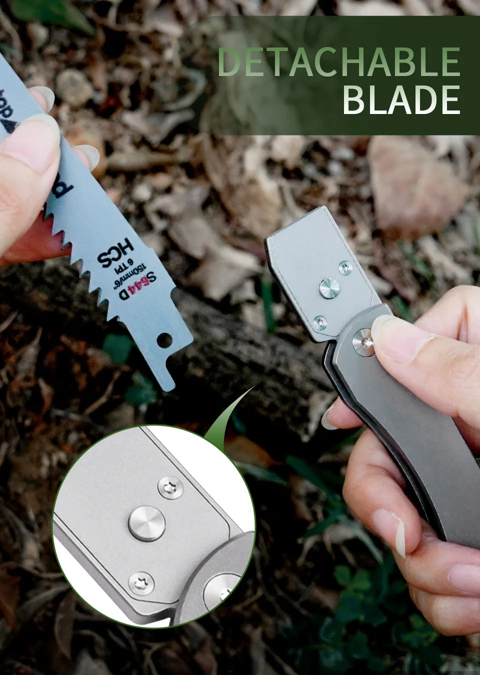 Safety Lock Folding Pocket Saw,6.8" Titanium Handle,High Carbon Steel Blade