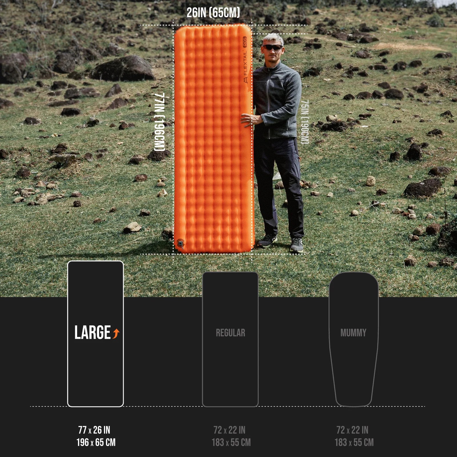 FLEXTAIL TINY MATTRESS PLUS 2 – Ultralight 196cm Insulated Camping Mattress