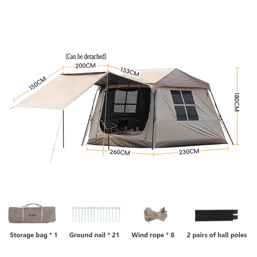 BISINNA One-touch Ridge Type Tent Titanium Glue 3-4 Person