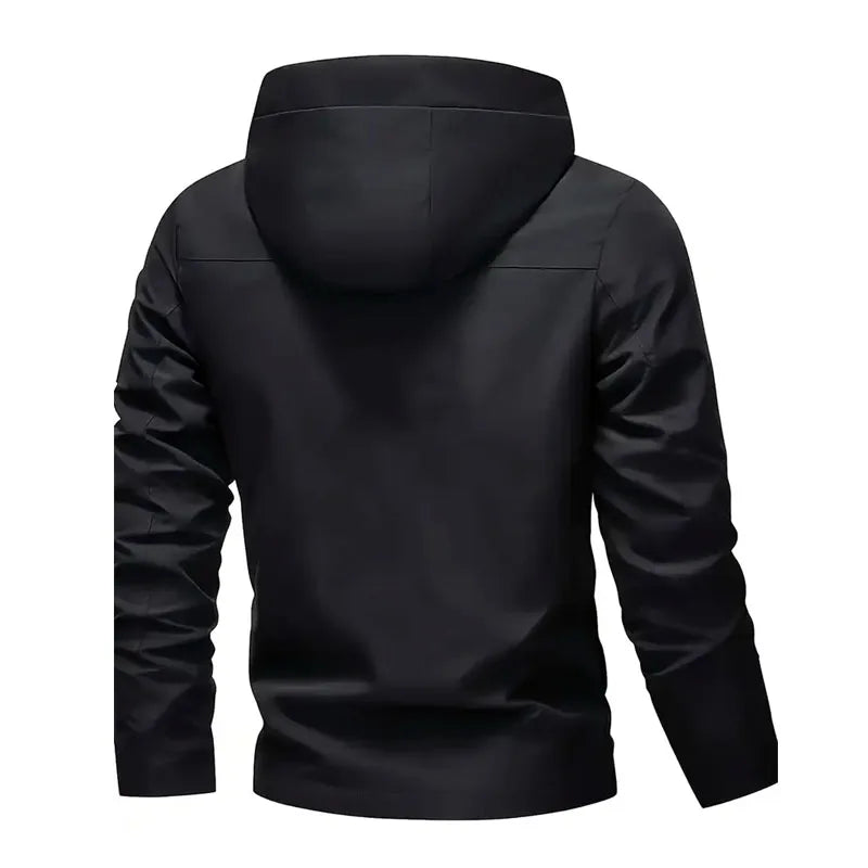 New Men's Fashion Printed Hooded Windbreaker Outdoor Sports Hiking Zipper Jacket Casual Long Sleeve Outerwear