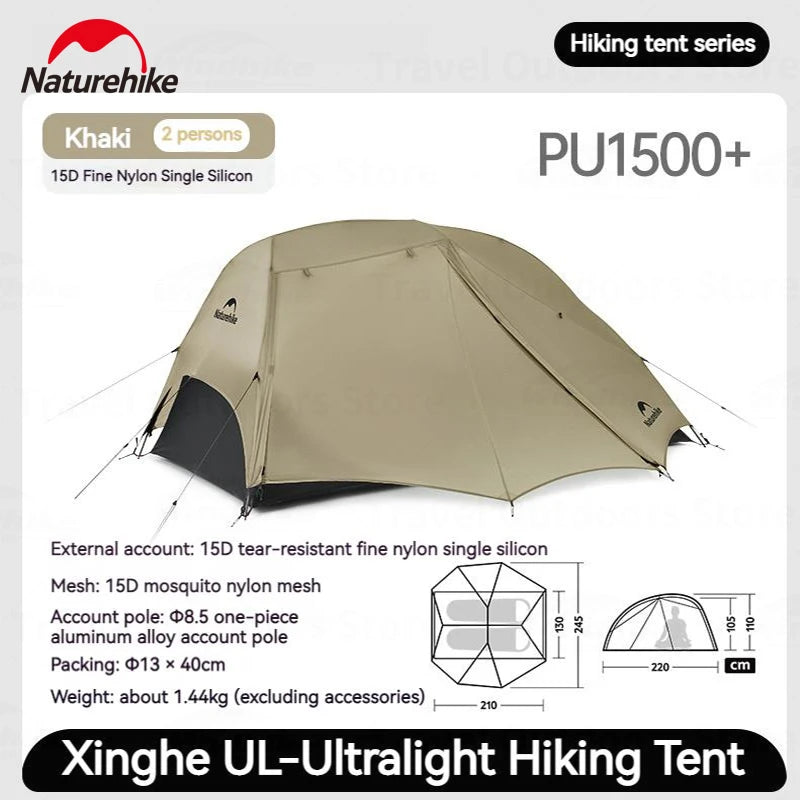 Naturehike Star River UL Camping Tent 3 Seasons Tent Ultralight Portable 2 Person 15D Silicone Outdoor Hiking Tents With Mat