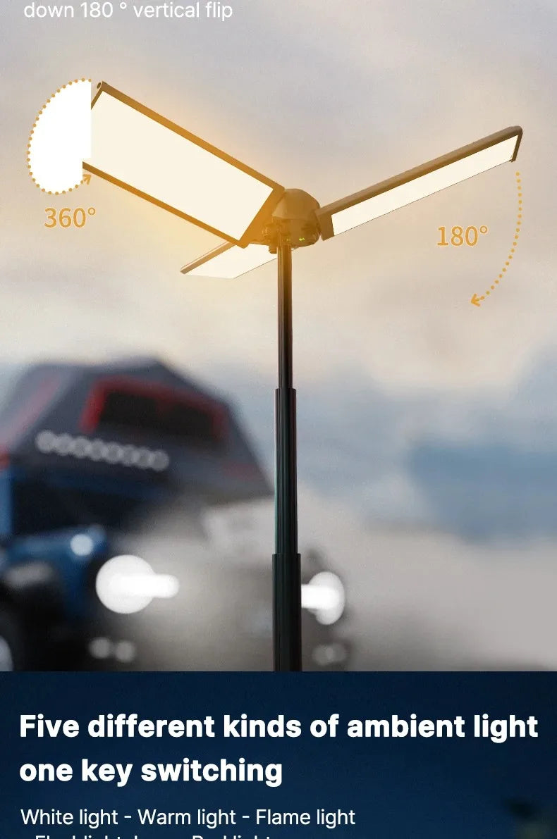 Folding Camping Light Portable Telescopic Lanterns USB Rechargeable 8000mAh Outdoor Waterproof Power Bank Lamp With Triangle Sta