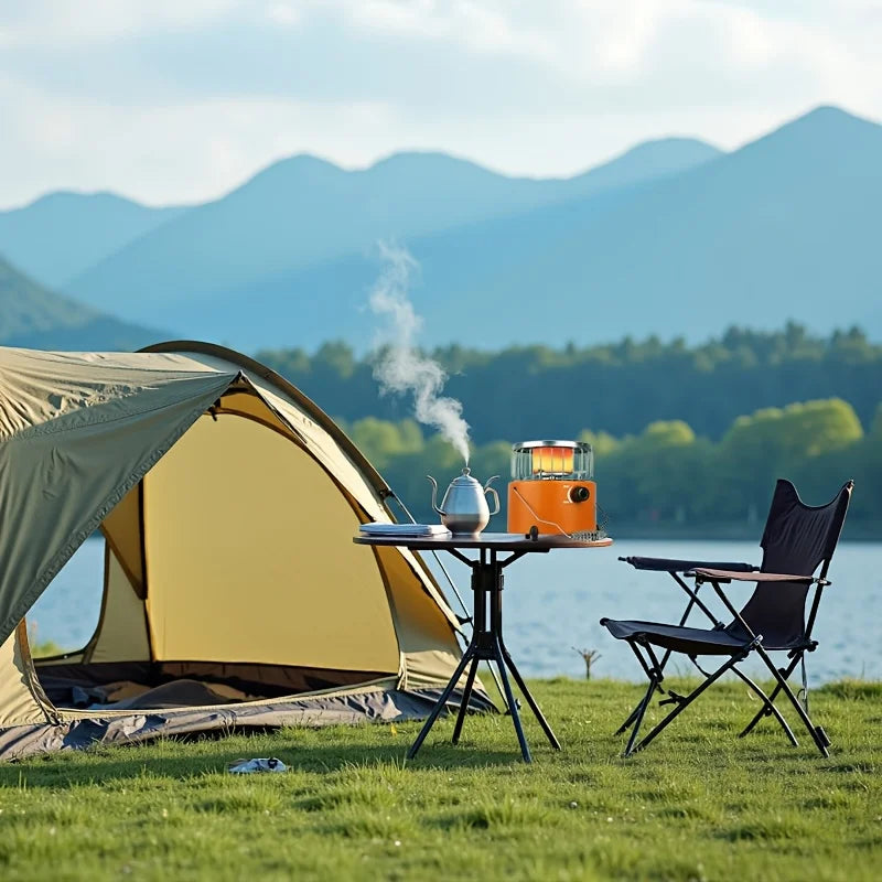 2in 1 Portable Propane Heater & Stove, 3680BTU-9000BTU, Outdoor Heater Gas Stove with Ignition