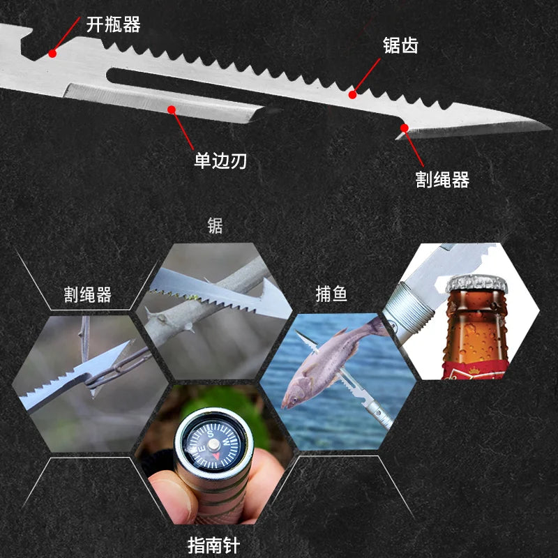 EDC Pocket Multi Tool Survival Saw with Compass & Bottle Opener Nylon Storage Sheath