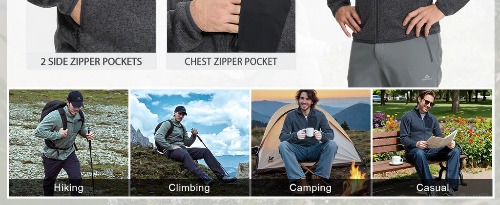 Pioneer Camp Men's Fleece Jackets Full Zip Lightweight Winter Warm