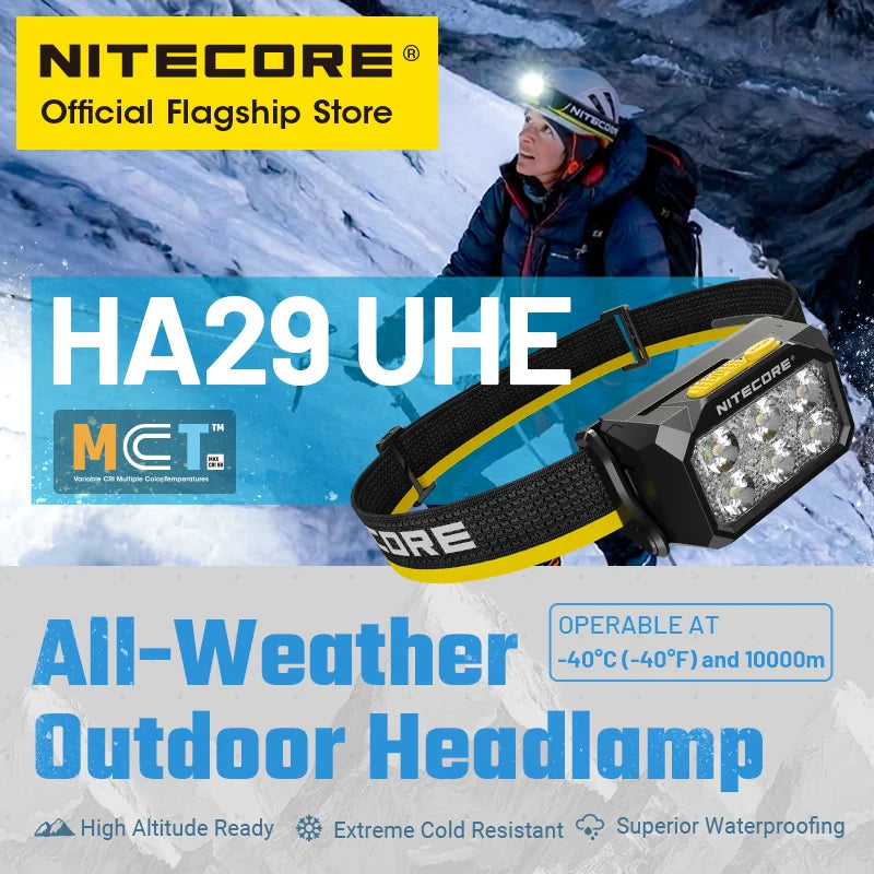 NITECORE HA29 UHE Outdoor Headlamp 3 Color Temperatures 1200 Lumens Led Headlight HLB2500 Battery for Night Run Cold Resistant