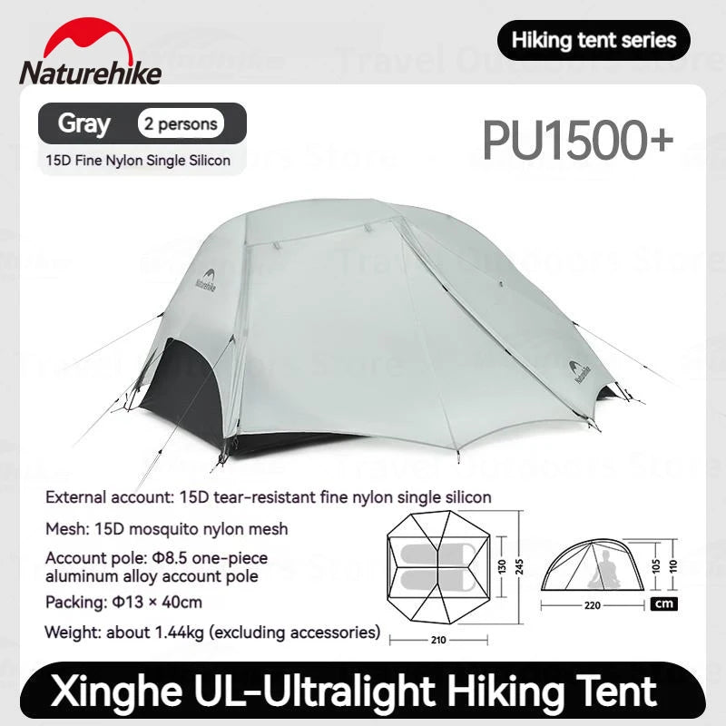 Naturehike Star River UL Camping Tent 3 Seasons Tent Ultralight Portable 2 Person 15D Silicone Outdoor Hiking Tents With Mat