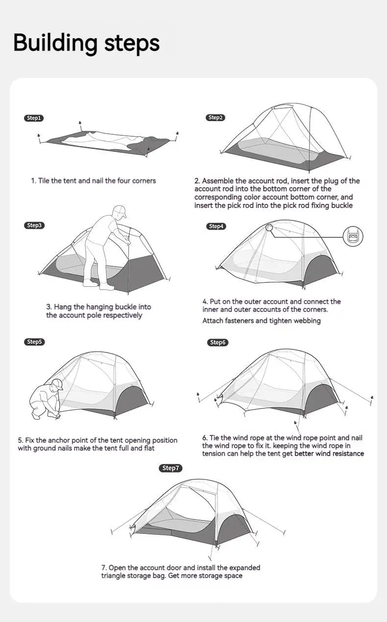 Naturehike Star River UL Camping Tent 3 Seasons Tent Ultralight Portable 2 Person 15D Silicone Outdoor Hiking Tents With Mat