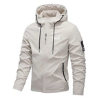 New Men's Fashion Printed Hooded Windbreaker Outdoor Sports Hiking Zipper Jacket Casual Long Sleeve Outerwear