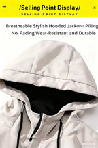 Men's Casual Loose Zip Up Hooded Jacket Fashion Streetwear Outdoor Sports Hiking Jogging Windbreaker Coat