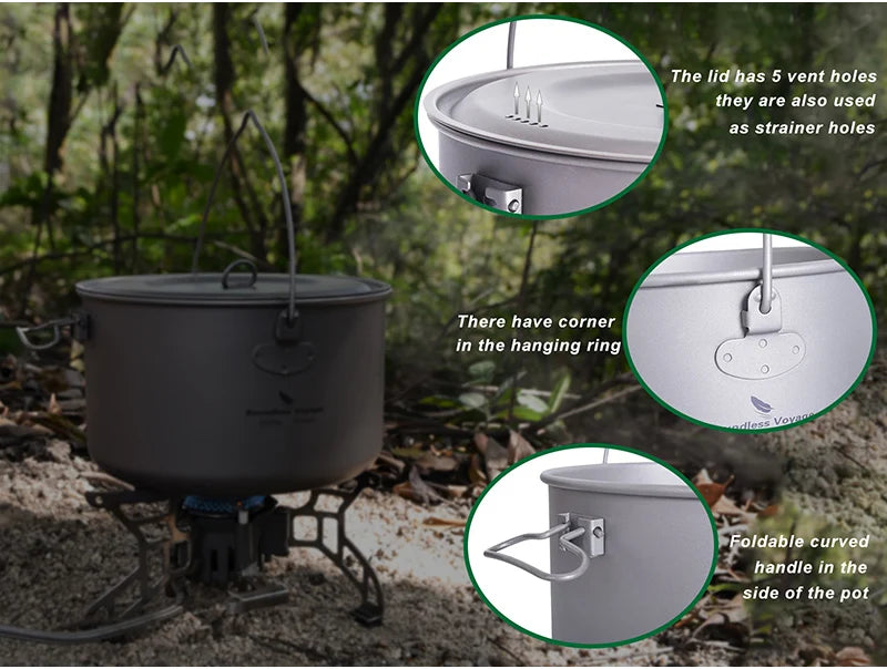 Boundless Voyage Titanium Kettle, Pot & Frying Pan Combo Set
