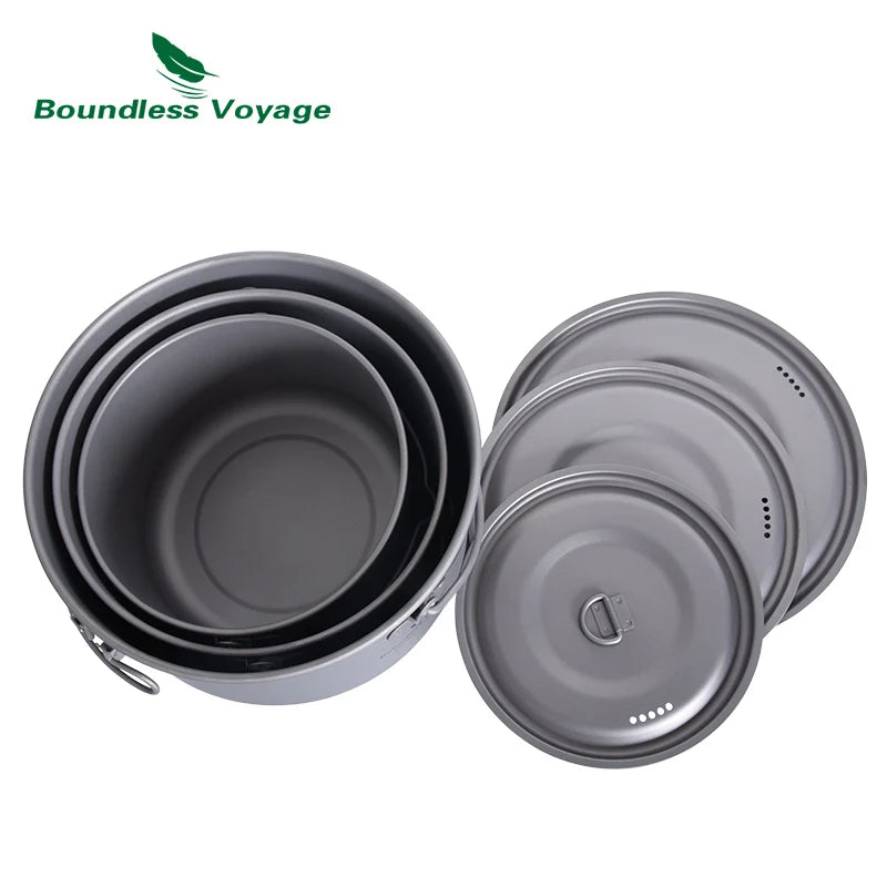 Boundless Voyage Titanium Kettle, Pot & Frying Pan Combo Set