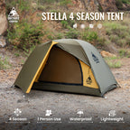 OneTigris Stella Camping Tent 4 Season 2 Person Tourist Tents Lightweight Double Layer 3000mm Waterproof Outdoor Hiking Beach